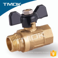 Yuhuan factory TMOK, single long handle DN15 DN20 sand blasted nature color PN16 90 degree brass ball valve